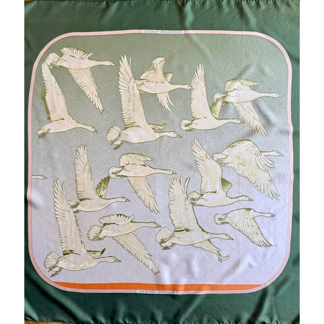 Hermès Oiseaux Migrateurs 1980 Silk Scarf Designed by Latham Caty For Sale - Image 11 of 12