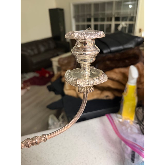 Late 18th Century Late 18th Century Pair George III Old Sheffield Silver Plated Three Light Candelabras. For Sale - Image 5 of 10