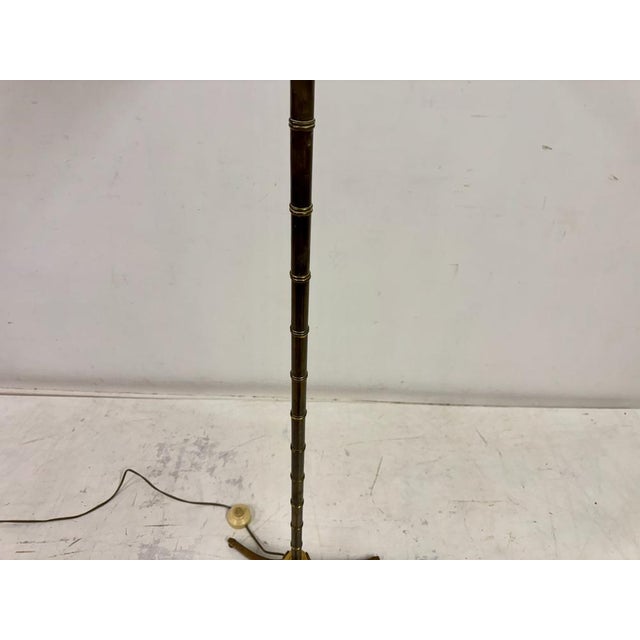 French Faux Bamboo Floor Lamp in Brass, 1970s For Sale - Image 9 of 14
