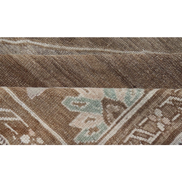 Turkish Vintage Kars Rug in Brown Background With Gray and Hints of Green For Sale - Image 13 of 14