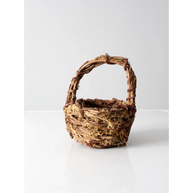 Vintage Twig & Moss Basket For Sale - Image 11 of 11