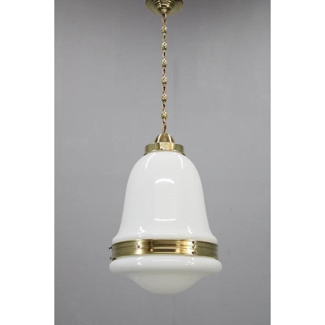Art Deco Luzette Pendant in Opaline Glass attributed to Peter Behrens for Behr, Germany, 1930s For Sale - Image 14 of 14