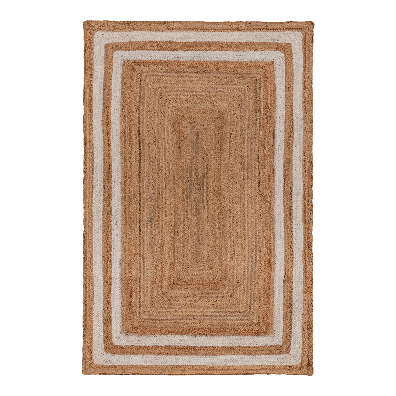 White Border Rectangle Jute Handmade Rug 2'x3' Ft. | Chairish