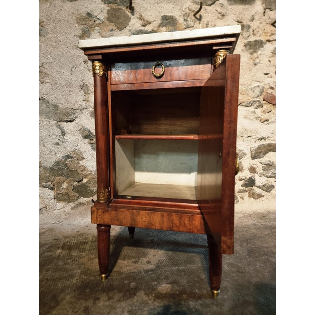 French Empire Bedside Cabinet with Marble Top, 19th Century For Sale - Image 9 of 16