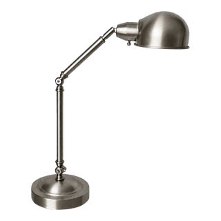 Contemporary Adjustable Industrial-Style Brushed Metal Task Lamp For Sale