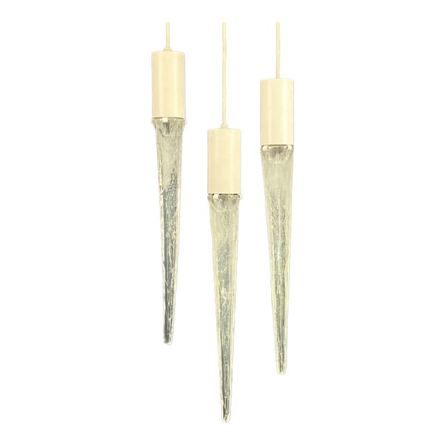 1960s Fog and Morup Acrylic Icicle Pendant Lamps, Attributed - Set of 3 For Sale