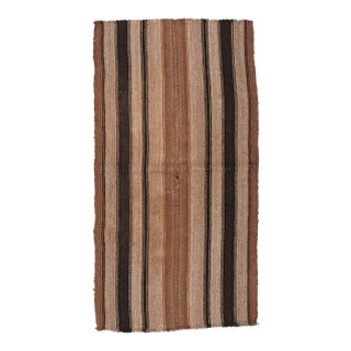 Striped Brown Vintage Small Kilim - 2`10″ X 5`4″ For Sale