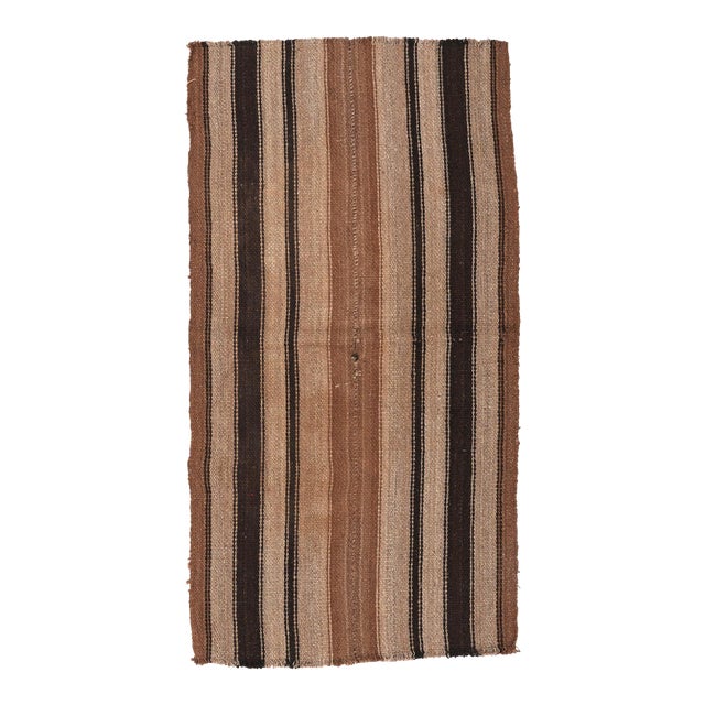 Striped Brown Vintage Small Kilim - 2`10″ X 5`4″ For Sale