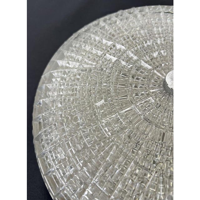 Vintage French Patterned Glass Flush Mount For Sale - Image 13 of 16