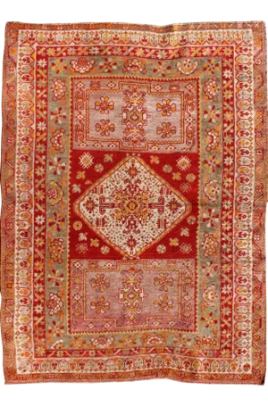 Antique Turkish Oushak Rug With Colorful Flowing Floral and Geometric Motifs