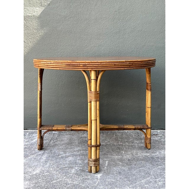 Mid-Century Modern Vintage Bent Rattan Dining Table For Sale - Image 3 of 12