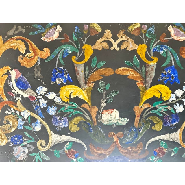 Pietra Dura Coffee Table with Flowers and Birds in Marble For Sale - Image 9 of 11