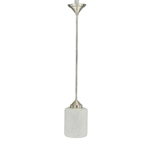 Art Deco Nickel-Plated Pendant with Glass Shade, Vienna, 1920s For Sale