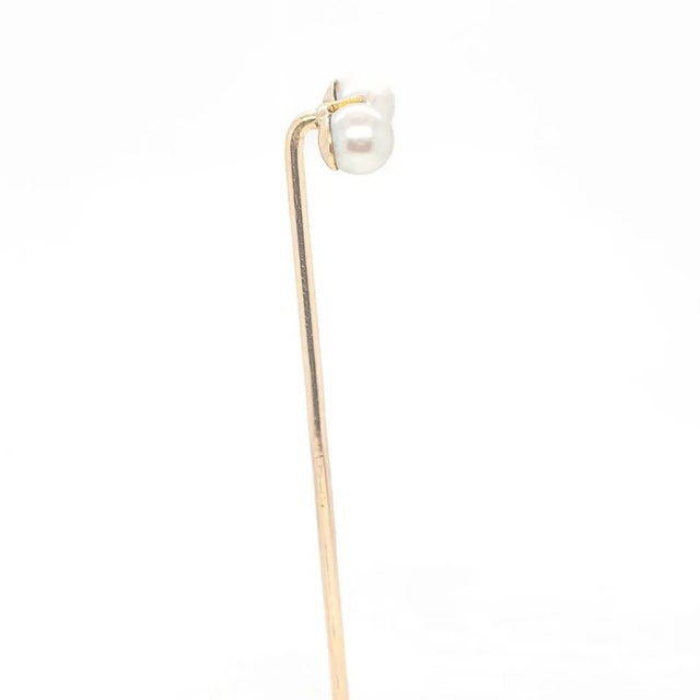 Vintage Antique Edwardian Diamond, Pearl, and Gold Stickpin For Sale - Image 12 of 12