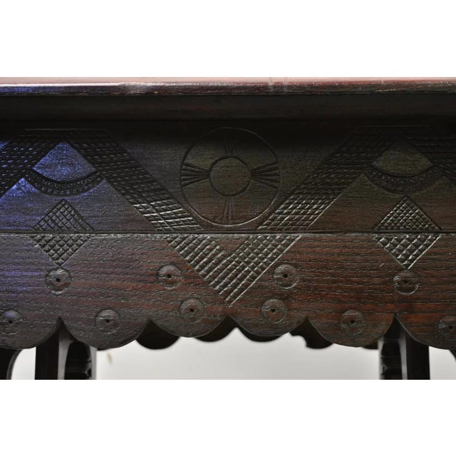 Antique Eastlake Victorian Aesthetic Movement Carved Walnut 6 Leg Parlor Table For Sale - Image 10 of 12