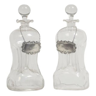 Glass Decanters with Stoppers, 1890s, Set of 2 For Sale
