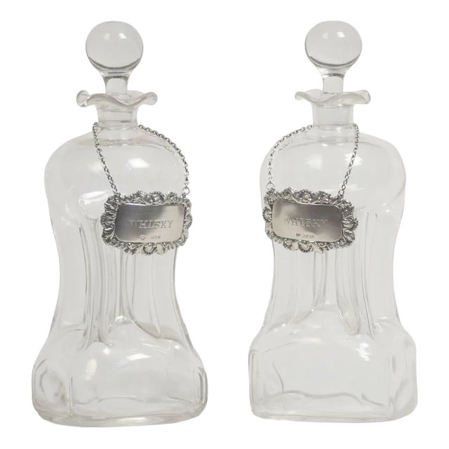 Glass Decanters with Stoppers, 1890s, Set of 2 For Sale