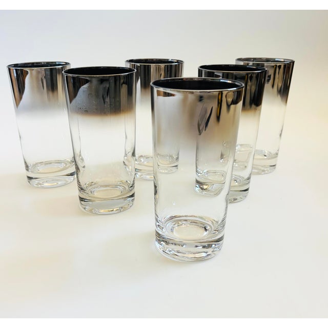 Mid-Century Modern Mid Century Silver Fade Highball Tumblers by Vitreon - Set of 6 For Sale - Image 3 of 13