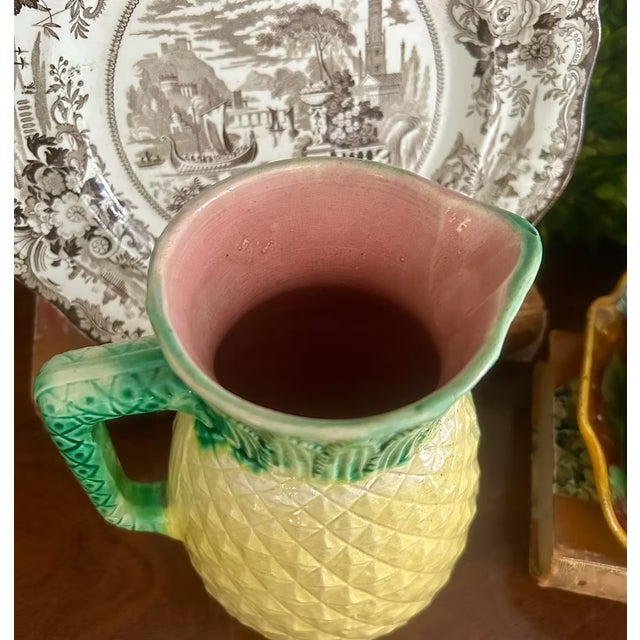 Antique Majolica Pineapple Pitcher For Sale - Image 4 of 5
