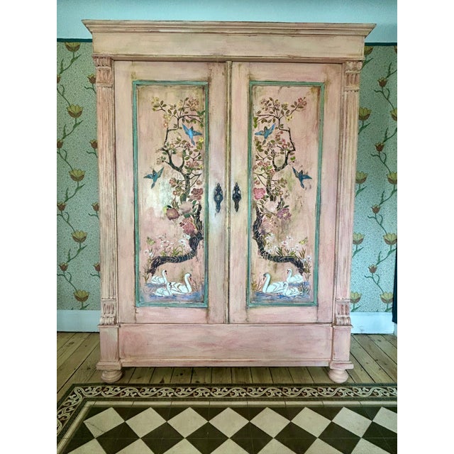Antique Painted Pine Wardrobe with Chinoiserie Panels, 1990s For Sale - Image 15 of 15