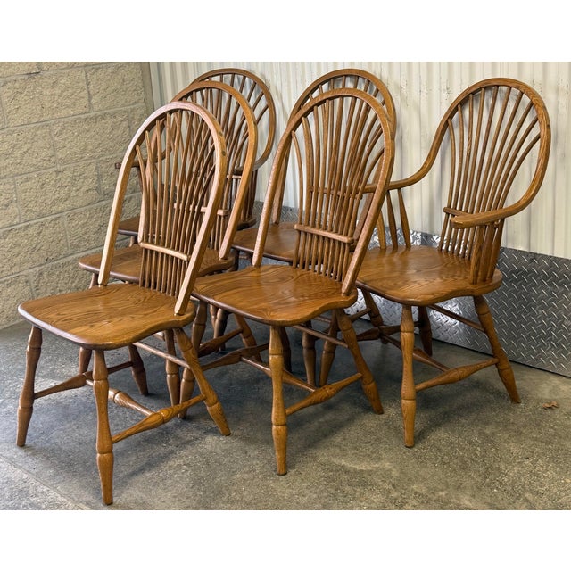 Late 20th Century Edrich Mills Handcrafted Oak Spindle Back Windsor Dining Chairs - Set of 6 For Sale - Image 11 of 12