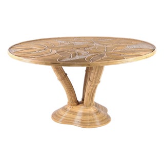 Vintage Rattan Dining Table For Sale