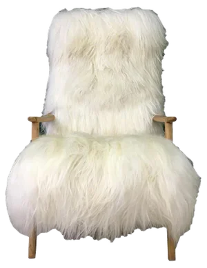 Mid-Century White Sheepskin Armchair