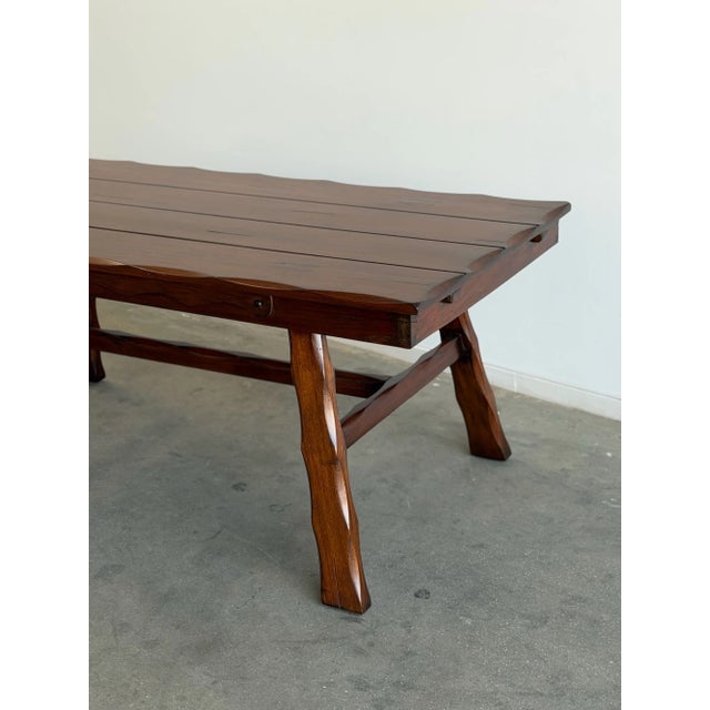 1940's Trestle Dining Table With Leaf Extensions For Sale - Image 4 of 18