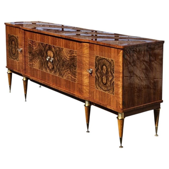 Mid-Century Modern French Sideboard in Burlwood, 1960s For Sale - Image 5 of 18