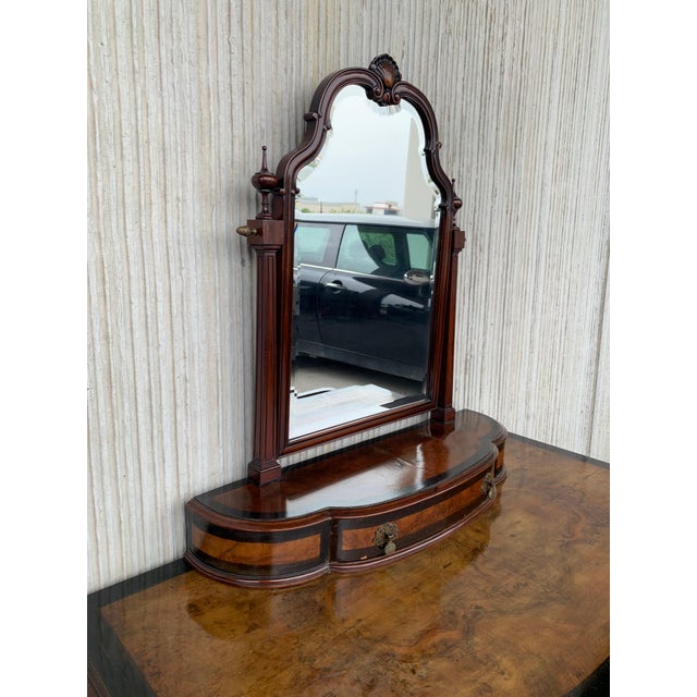 1900s Venetian Baroque Dresser with mirror in Burl Walnut with Ebonized Details For Sale - Image 18 of 18