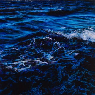 Deep Blue by Anna Wypych | Oil on canvas Abstract depiction of ocean waves in deep blue tones. For Sale