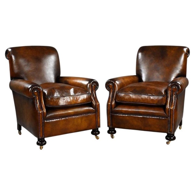 Leather Club Chairs, 1920, Set of 2 For Sale - Image 10 of 10