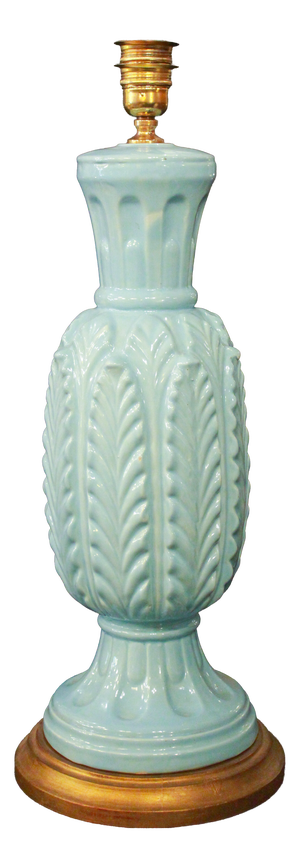 Lamp in Light Blue with Leaves and Textures from Manises, 1970s