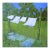 Backyard Clothesline Lynne French Laundry Landscape O/C 8x10 Art Painting For Sale