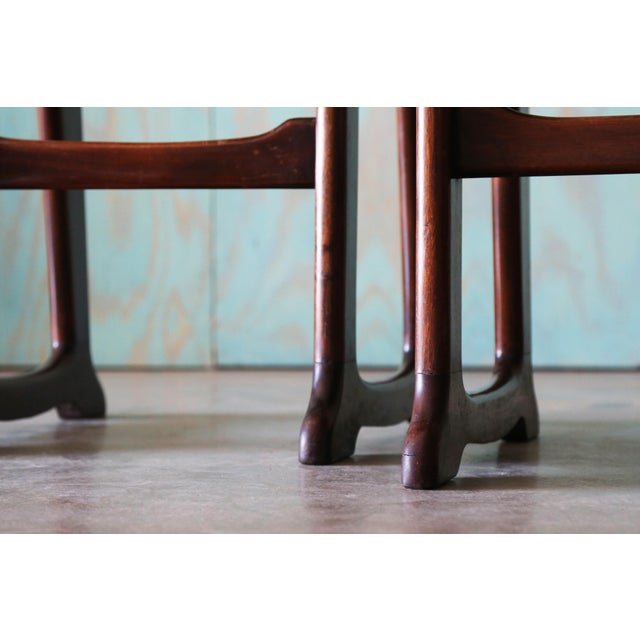 1960s Sergio Rodrigues Style Brazilian Barstools in Patinated Leather - Set of 4 For Sale - Image 9 of 15