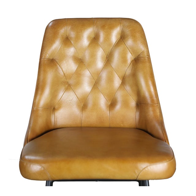 Matthew Izzo Home Verona Vintage Tufted Leather and Iron Base Counter Stool For Sale - Image 4 of 6