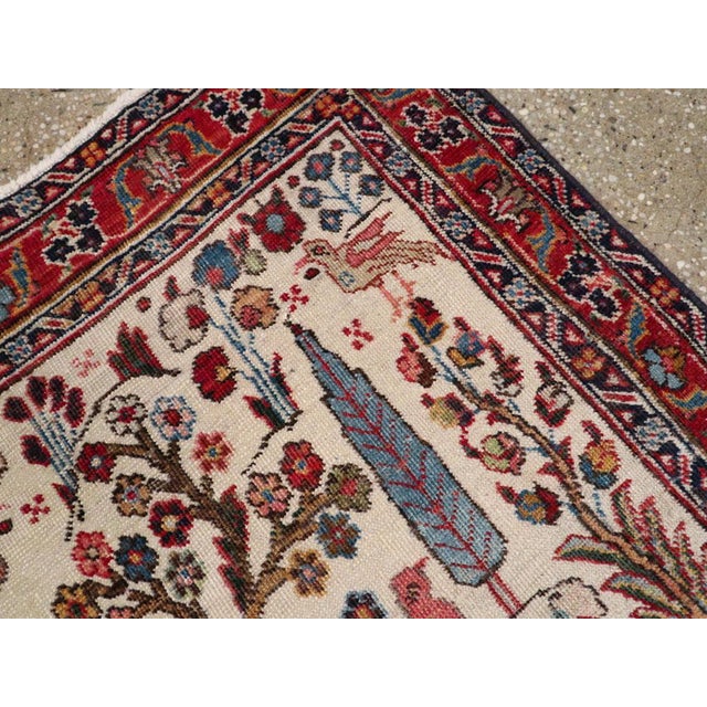 Galerie Shabab Collection Mid-20th Century Persian Tabriz Pictorial Throw Rug For Sale - Image 4 of 6
