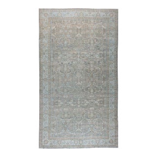 Large Indian Gray Green Antique Rug rug no.j4165 For Sale
