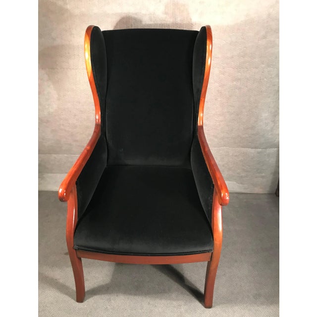 Biedermeier wingback armchair, South German 1840, yew tree. This beautiful original Biedermeier wingback armchair is in...