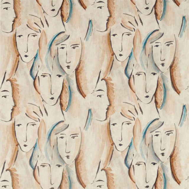 Zoffany Les Dames Fabric in Peacock / Copper For Sale