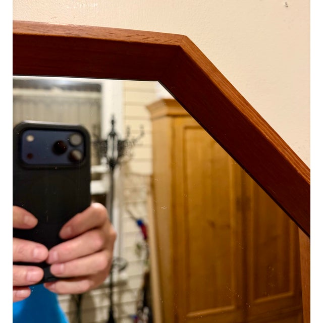 Wood Scandinavian Modern Danish Teak Octagonal Mirror by Spejle 1960's For Sale - Image 7 of 12