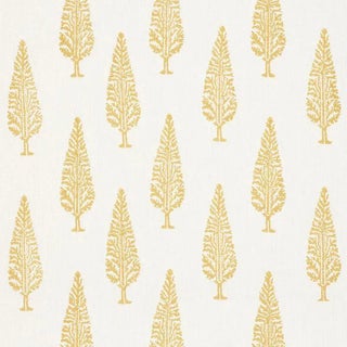 Schumacher Juniper Block Print Fabric in Yellow For Sale