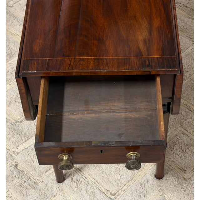 Traditional English Regency Mahogany Diminutive Drop-Leaf Side Table with Drawer, Circa 1830 For Sale - Image 3 of 14