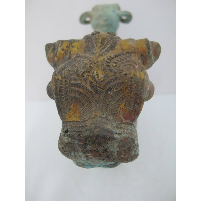 Chinese Bronze Ware Ritual Wine Multi Headed Beast Sheep Lidded Guang Vessel For Sale - Image 17 of 18