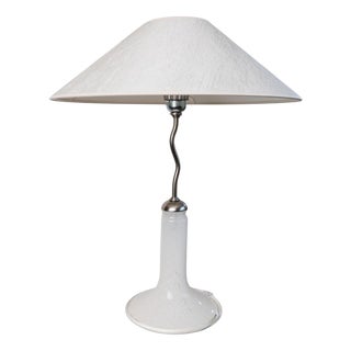 Vintage Zig Zag Table Lamp in Murano Glass and Metal with Textured Silk Shade, Italy, 1980s For Sale