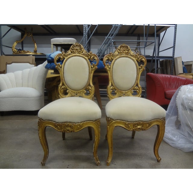 Pair of Italian Baroque Style Giltwood Chairs For Sale - Image 11 of 11