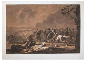 François Bonvin, Battle Scene, Original Etching, 18th-Century