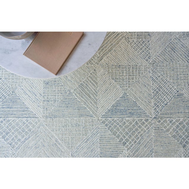 Exquisite Rugs Caprice Tufted New Zealand Wool & Cotton Light Blue/Ivory Rug-9'X12' For Sale In Los Angeles - Image 6 of 7
