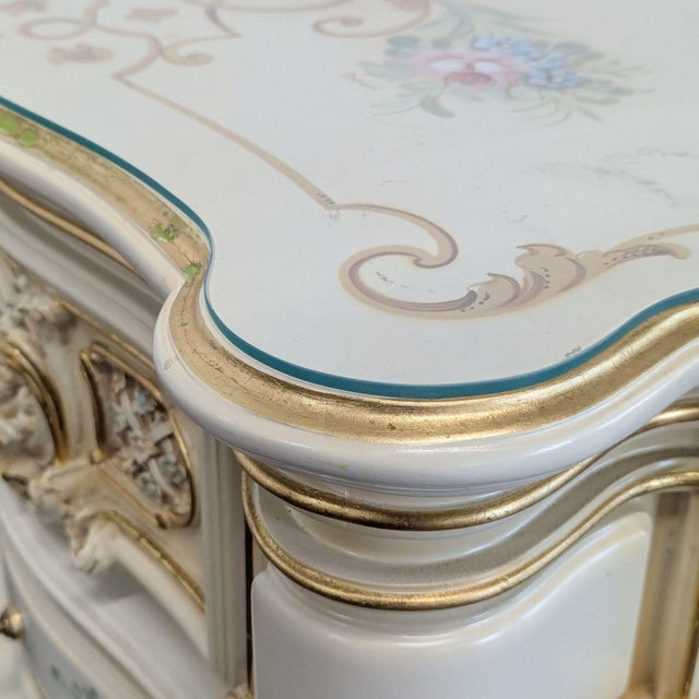 Wood Vintage Italian Hand-Painted Three Drawer Nightstand For Sale - Image 7 of 10
