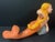 Wood Folk Art Carved Wood Mermaid Sculpture With Gold Haier and Orange Tail and Glass Eyes For Sale - Image 7 of 10